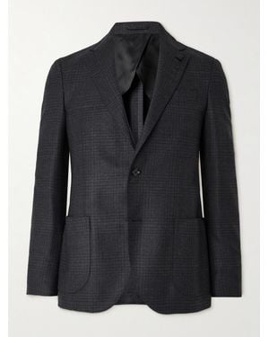 Lardini Prince Of Wales Checked Wool Suit Jacket - Black