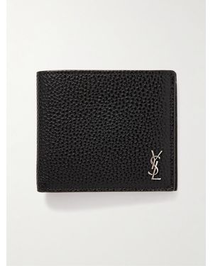 Saint Laurent Tiny Cassandre Logo-Appliquéd Full-Grain Leather Billfold Wallet - Black