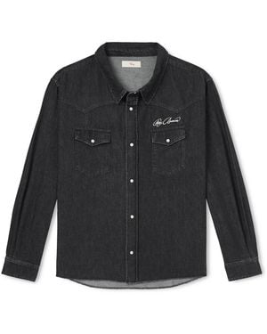 CHERRY LA Logo-Embroidered Denim Western Shirt - Black