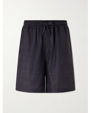 Saman Amel Straight-Leg Silk Shorts - Blue