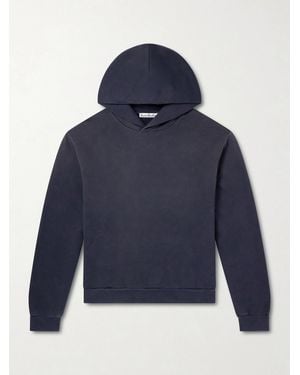 Acne Studios Franziska Garment-dyed Distressed Logo-print Cotton-blend Jersey Hoodie - Blue