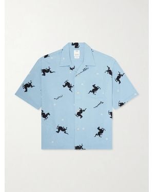 Visvim Crosby Camp-Collar Printed Woven Shirt - Blue