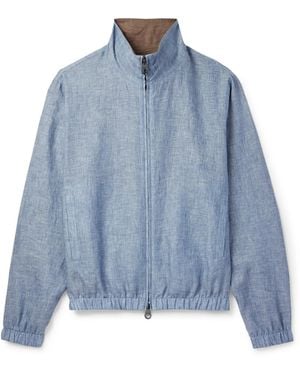 Loro Piana Reversible Linen Bomber Jacket - Blue