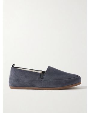 Mulo Fleece-Lined Suede Loafers - Blu