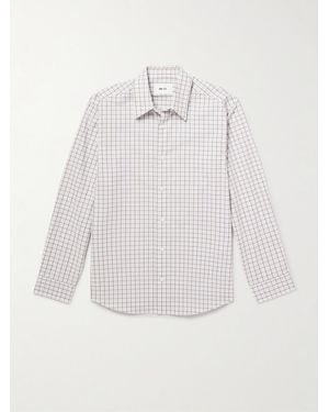NN07 Quinsy 50070 Checked Organic Cotton-Poplin Shirt - White