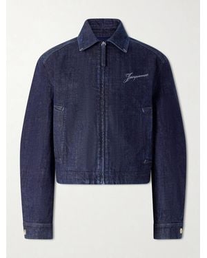 Jacquemus La Veste De-Nîmes Logo-Embroidered Denim Jacket - Blue