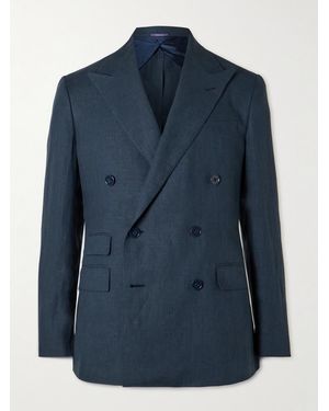 Ralph Lauren Kent Slim-Fit Double-Breasted Linen Suit Jacket - Blue