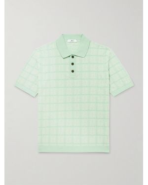 MR P. Checked Organic Cotton-Blend Jacquard Polo Shirt - Green
