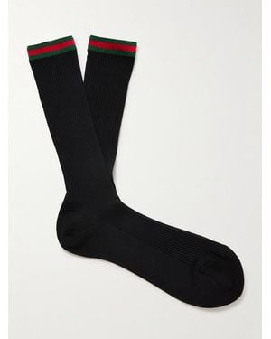 Gucci Striped Ribbed Cotton-blend Socks - Black