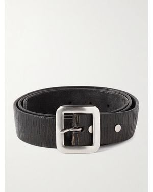 RRL 4Cm Distressed Leather Belt - Black