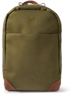 Bennett Winch Logo-Embroidered Leather-Trimmed Cotton-Canvas Backpack - Green