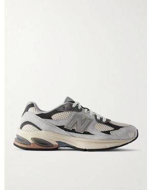 New Balance Leather-trimmed Mesh And Suede Trainers - Grey