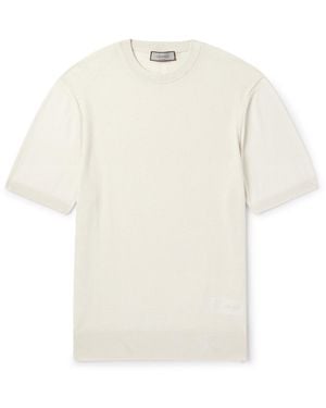 Canali Slim-Fit Waffle-Knit Cotton And Silk-Blend T-Shirt - White