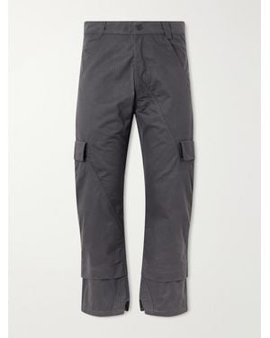 ADON Straight-Leg Cotton Herringbone Pants - Gray