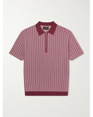 Beams Plus Jacquard-knit Cotton Half-zip Polo Shirt - Pink