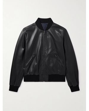 Canali Reversible Leather And Shell Bomber Jacket - Black
