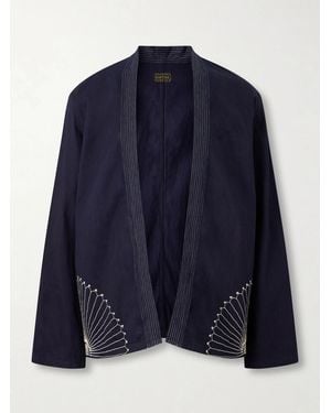 Kapital Kakashi Embroidered Cotton-Twill Overshirt - Blue