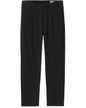 NN07 Bill 5721 Straight-Leg Organic Cotton-Blend Seersucker Pants - Black