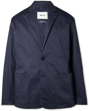NN07 Timo 10021 Unstructured Stretch Organic Cotton-Twill Blazer - Blue