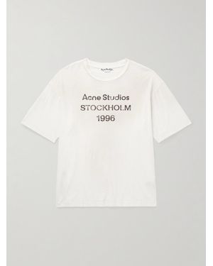 Acne Studios Exford Distressed Logo-Print Cotton-Jersey T-Shirt - Natural