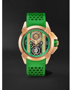 Jacob & Co Epic X Limited Edition Hand-Wound Skeleton Chronograph 44Mm 18-Karat Rose And Rubber Watch, Ref. No. Ex120.43.Ac.Ac.Abrua - Green