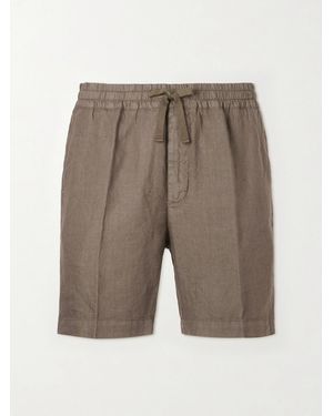 Altea Samuel Straight-leg Linen Drawstring Shorts - Grey