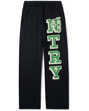 Kapital N.Try Straight-Leg Printed Cotton-Jersey Sweatpants - Black