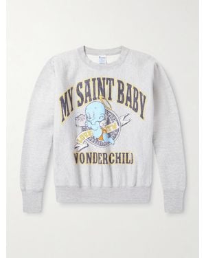 SAINT Mxxxxxx Printed Cotton-blend Jersey Sweatshirt - White
