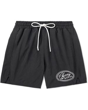 CHERRY LA Five Star Straight-leg Mid-length Logo-embroidered Shell Swim Shorts - Black