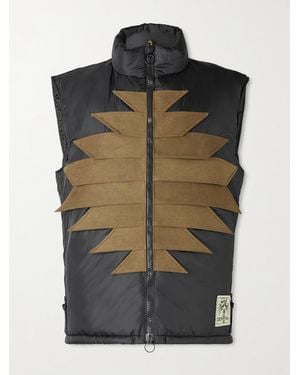 Kapital Zepher Suede-Trimmed Shell Gilet - Black