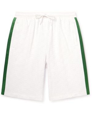 Gucci Wide-Leg Satin-Trimmed Monogrammed Cotton-Blend Terry Shorts - White