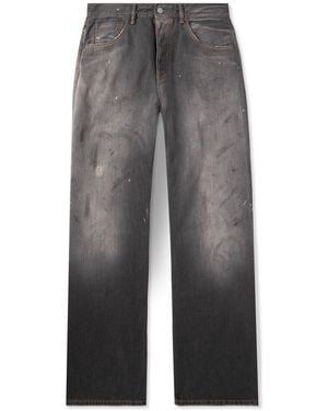 Acne Studios Straight-Leg Distressed Paint-Splattered Jeans - Gray