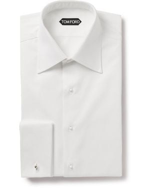 Tom Ford Double-Cuff Cotton-Piqué Tuxedo Shirt - White