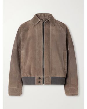ADON Suede Bomber Jacket - Brown