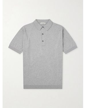 John Smedley Adrian Slim-Fit Sea Island Cotton Polo Shirt - Grey