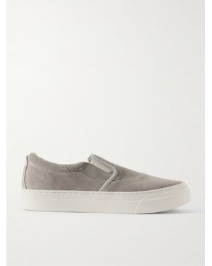 Omni Lister Canvas-trimmed Suede Slip-on Trainers - Grey
