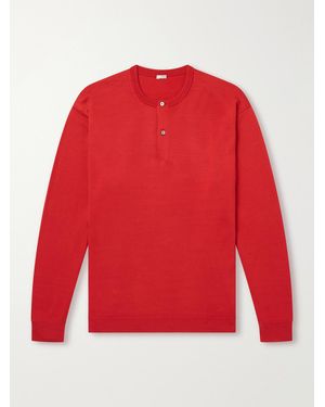 A.PRESSE Wool Henley Jumper - Red