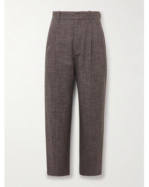 The Row Silas Tapered Pleated Silk, Linen And Virgin Wool-Blend Trousers - Grey