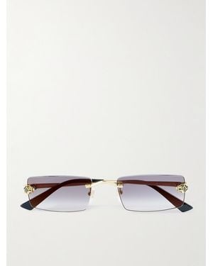 Cartier Panthère De Cartier Rectangular-Frame Rimless-Tone Sunglasses - Metallic