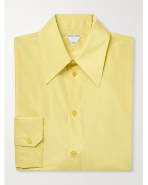 Bottega Veneta Classic-Collar Silk-Taffeta Shirt - Yellow