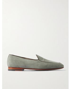 Manolo Blahnik Modena Loafers aus Veloursleder mit Lederbesatz - Grau
