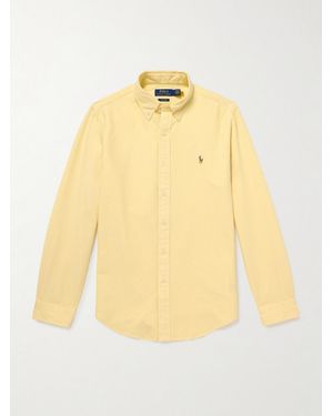 Polo Ralph Lauren Button-down Collar Logo-embroidered Cotton Shirt - Yellow
