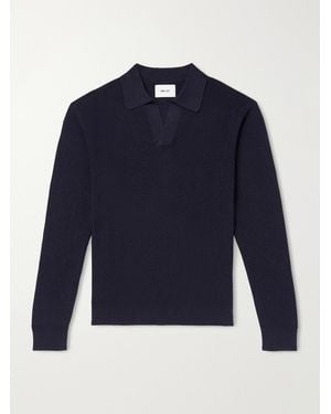 NN07 Hope Rib 60060 Organic Cotton And Cashmere-Blend Polo Shirt - Blue