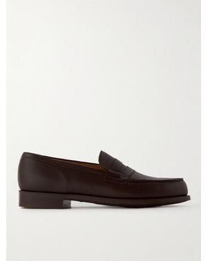 J.M. Weston 180 Full-Grain Leather Penny Loafers - Brown