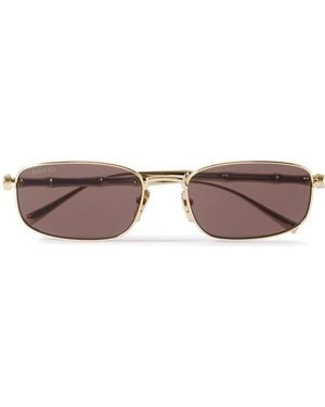 Gucci Bamboo Rectangular-Frame-Tone Sunglasses - Metallic