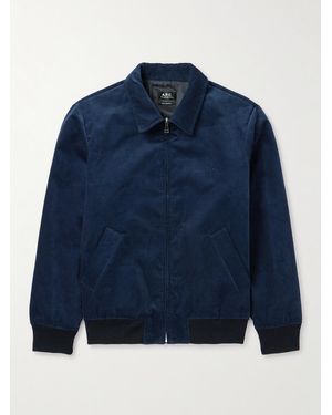 A.P.C. Gilles Logo-embroidered Cotton-corduroy Jacket - Blue
