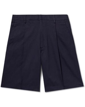 NN07 Kay 1420 Straight-Leg Pleated Stretch Organic Cotton Shorts - Blue