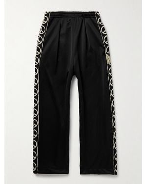 Kapital Th.D.D. Wide-Leg Pleated Webbing-Trimmed Tech-Jersey Track Trousers - Black