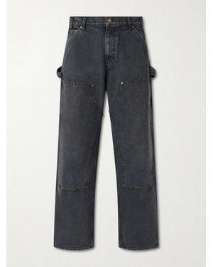 CHERRY LA Wide-leg Double-knee Distressed Jeans - Blue