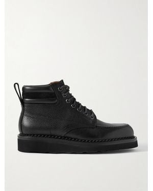 Yuketen Suede-Trimmed Full-Grain Leather Boots - Black
